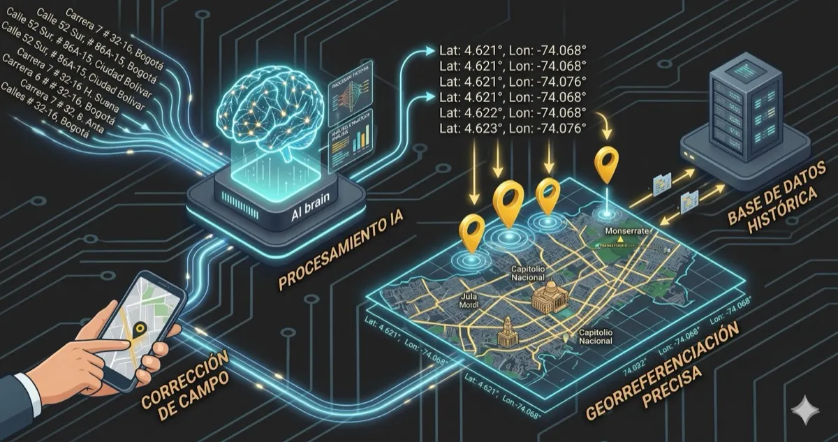 Georreferenciación logística con IA — geocodificación automática de direcciones colombianas — SmartQuick